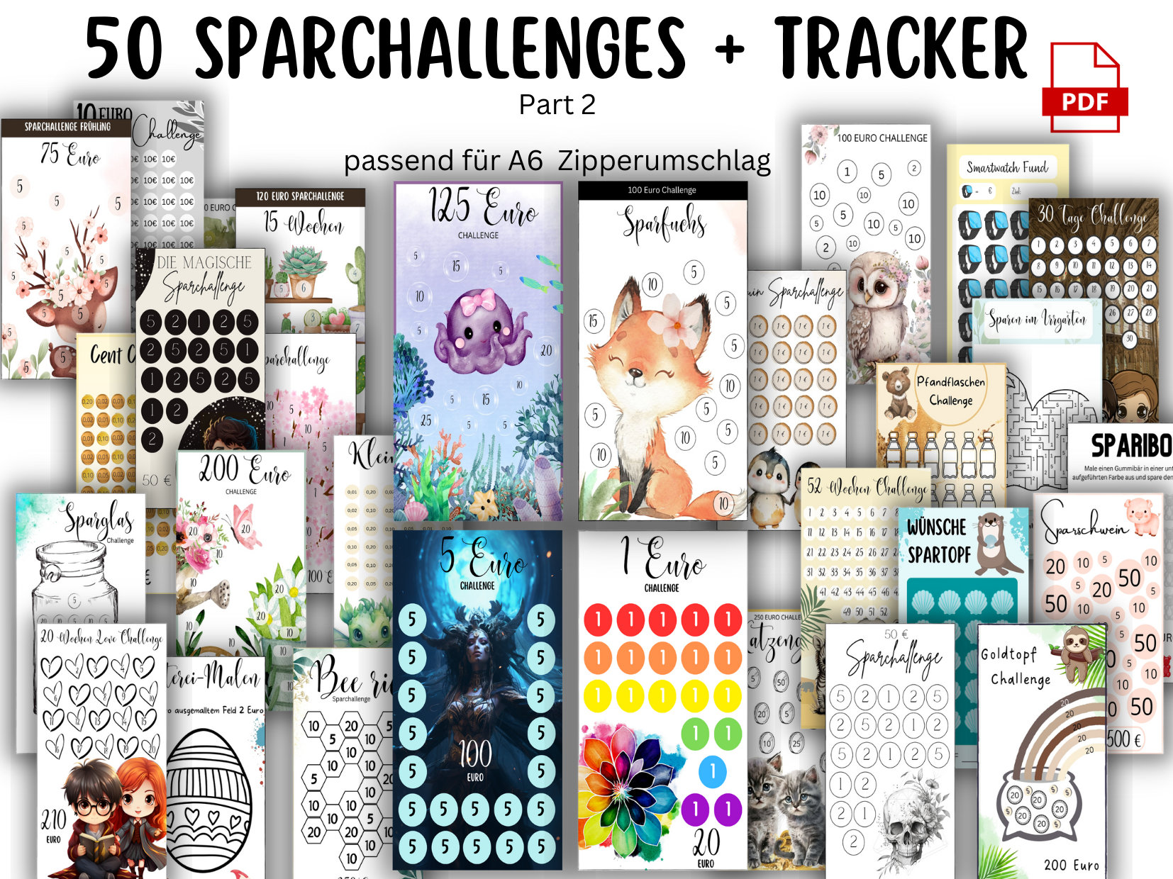 Budget Challenge 50 savings challenges Budget planner part 2 suitable envelope method Budget binder, savings binder, tracker - Digital Download PDF