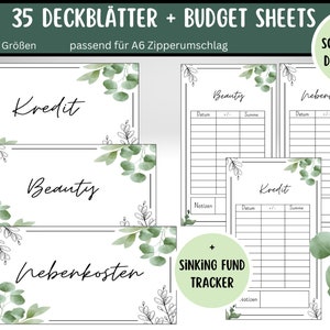 35 Dashboards Cover Sheets Tracker Eucalyptus for A6 A5 Envelopes Envelope Method in Budget Binder Digital PDF Download image 1
