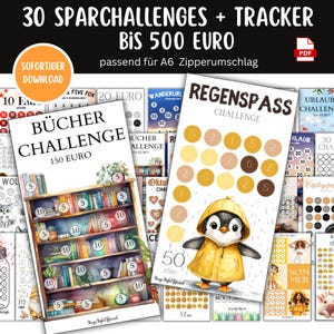 30 Savings Challenges up to 500 – Savings Game & Tracker | Digital Download A6 Budget Binder Cash Stuffing Envelope Method Savings Challenge Set PDF