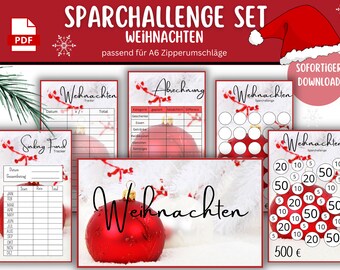 Save for Christmas - Christmas Savings Sparchallenge Tracker - save money - challenge fits A6 envelopes PDF - budget binder