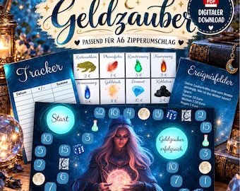 Geldzauber Sparspiel, Hexen Sparchallenge, Magie Sparspiel, A6 Budget Binder, Umschlagmethode, PDF, Digitaler Download