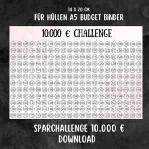 Savings Challenge 10,000 German in a set suitable for A5 Cash Binders - Budget Binder - Digital Download - Envelope Method - Budget Planner