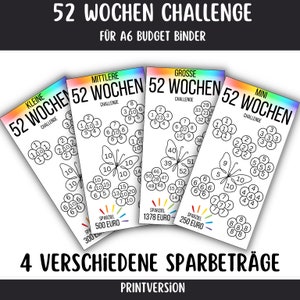 52 week savings challenge 250 300 500 1378 EURO annual challenge ~ savings challenges ~ envelopes savings binder - budget binder