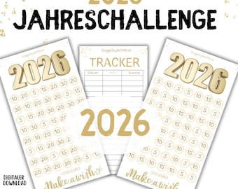 Annual Challenge Bundle 2026 | 2 Challenges + 1 Tracker | 1000 EURO & 500 EURO | Digital Download A6 Budget Binder Envelope Method