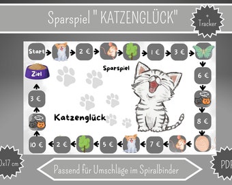 Sparspiel Challenge "Katzenglück"  passend für Umschläge Cash Binders - deutsche Version - Spiel - Digitaler Download