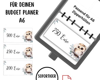 Placeholder 5 10 20 50 100 200 500 1000 budget planner set, envelope method, suitable for A6, holder save saving savings binder