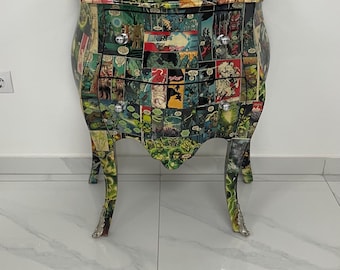 Casa Padrino Baroque Commode Comic Design 63 cm x H 75 cm - Handcrafted unique - Limited Edition