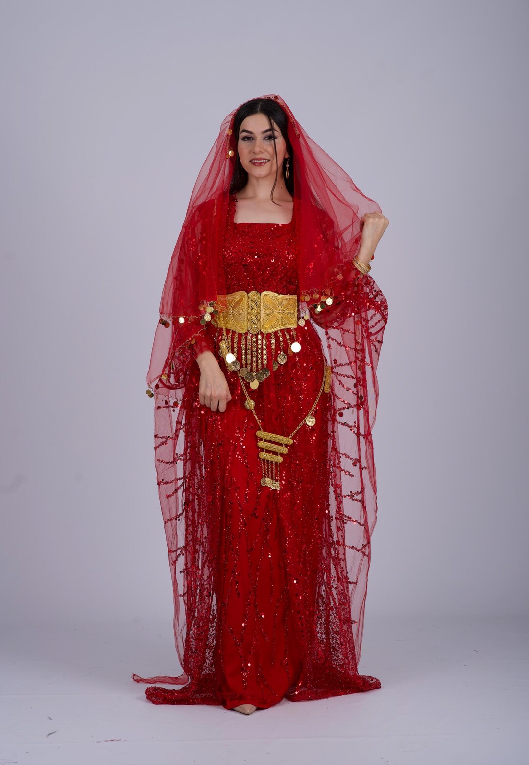 Henna Red Kurdish Dress Wedding Etsy