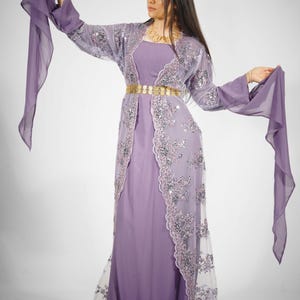 Lavender 3-Piece Kurdish Dress – Elegant Kawa Style with Crystals | Traditional Wedding & Newroz Outfit | Dilber Collection