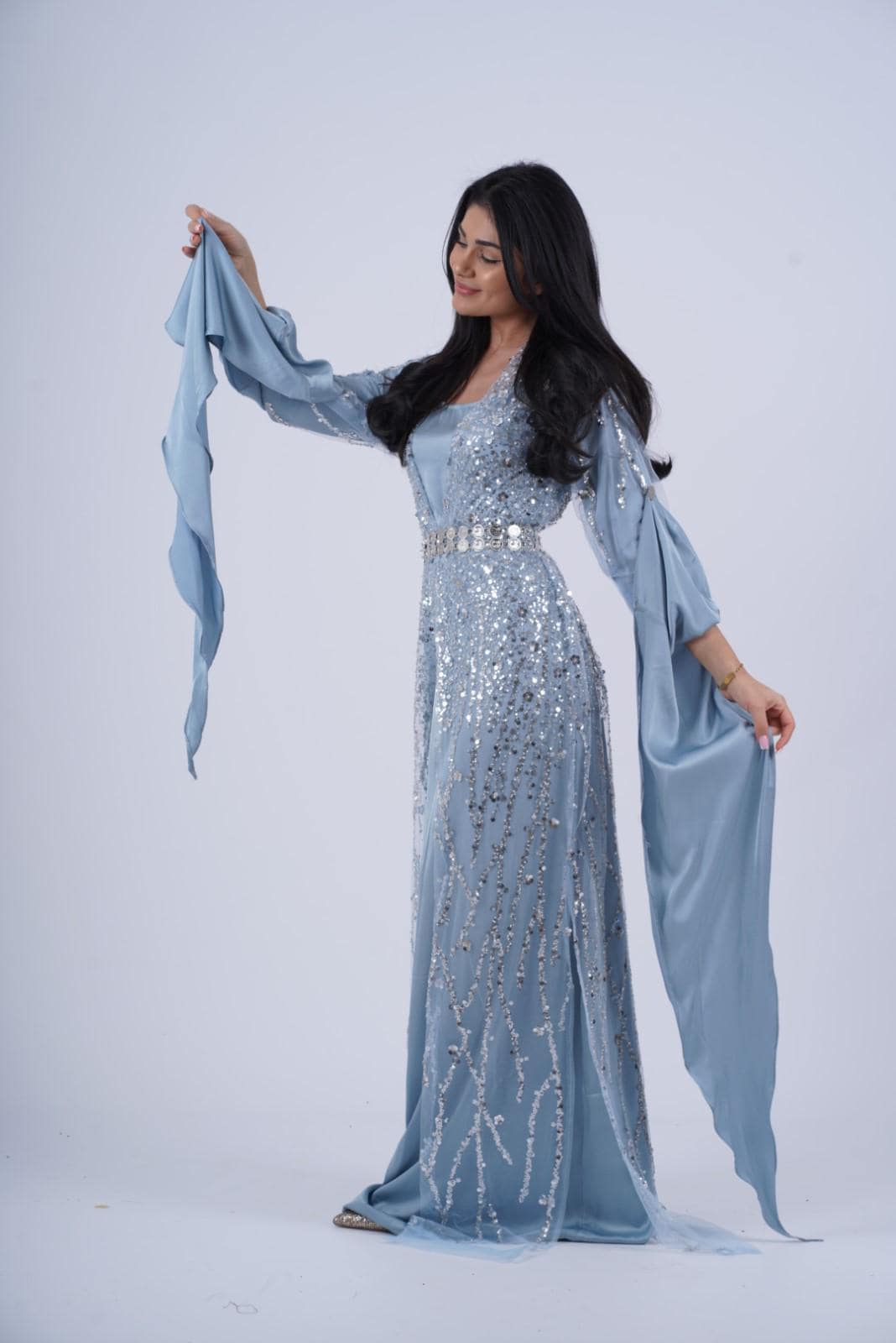 【未使用】MariaデザインIraqiイラキドレス Neuroz Sky Blue Kurdish Dress – Elegant Traditional Dress With