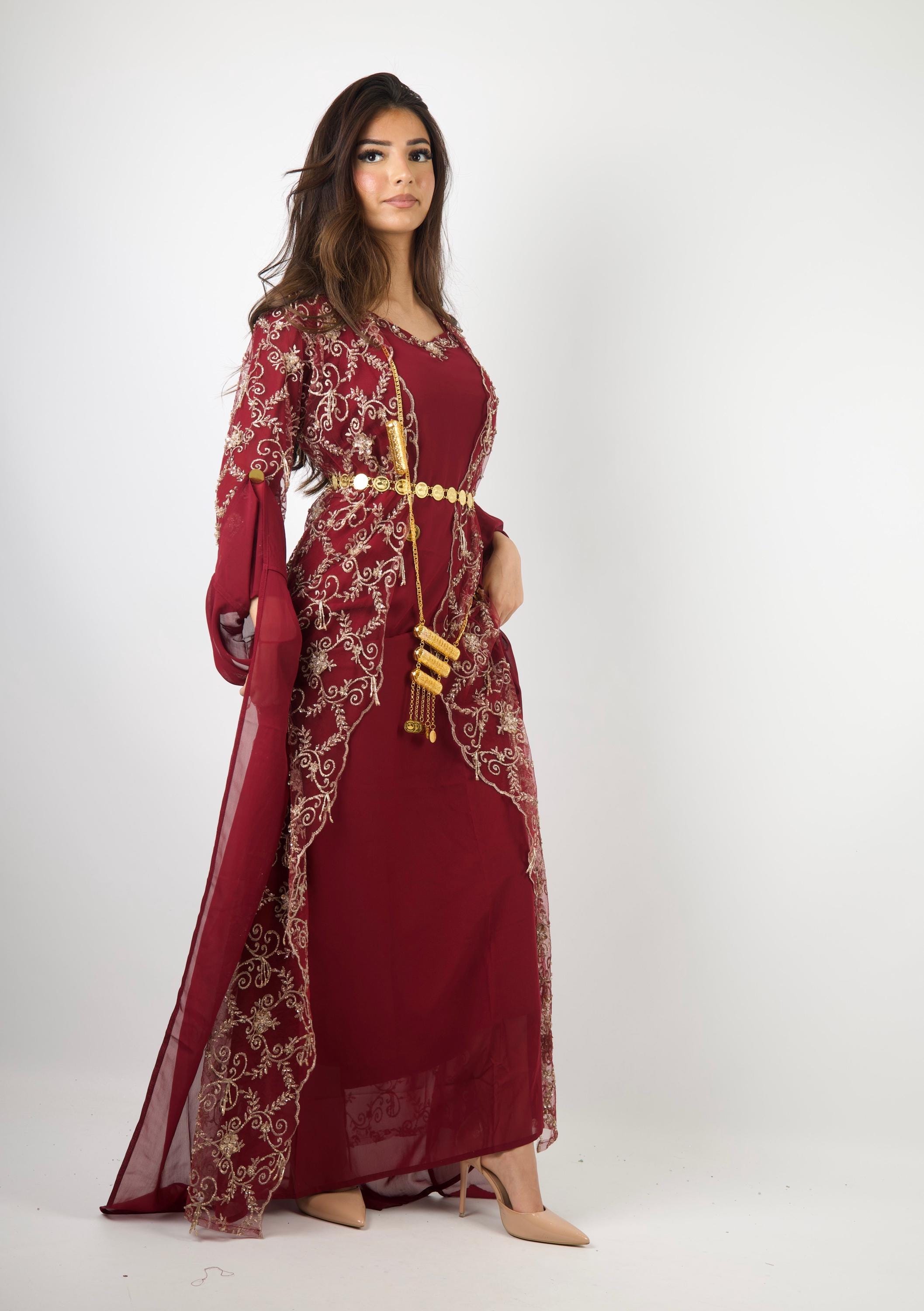 chinese dress ladies Mermaid Green Kurdish Dress – dil fistan main image 0