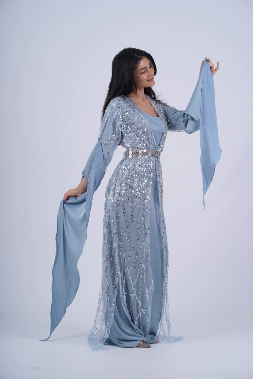 chiffon evening dress A-line Classy Long Sleeves Chiffon Evening Dress La Divine CD0171  Sparkly  Gowns