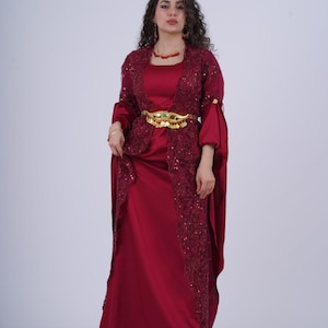 Red Wine Kurdish Dress – 2-Piece Traditional Wedding & Celebration Outfit | Dilber Collection