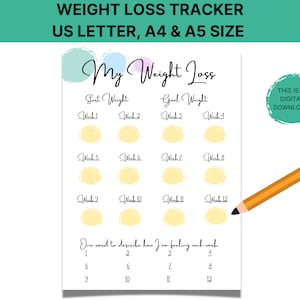 Gewichtsverlies voortgangstracker afdrukbaar, gewichtsverliesdoel tracker dagboek, wekelijks gewogen, grafiek kilo's, gezond eten, gezondheidsplanner