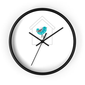 Simple Wall Clock - Bird House Clock, Blue Bird Wall Clock, Clock with Numbers, Modern Wall Clock