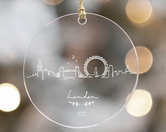 London, England Ornament, London Christmas Ornament, London Engagement Ornament, Personalized Ornament, Minimal City