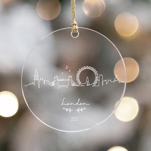 London, England Ornament, London Christmas Ornament, London Engagement Ornament, Personalized Ornament, Minimal City image 1