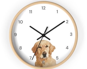 Golden Retriever Dog Wall Clock With Numbers, Golden Retriever Art, Gifts Golden Retriever Lovers, Dog Decor, Dog Nursery Art