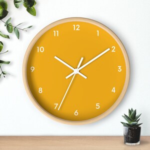 Earth Tone Orange Simple Wall Clock Orange Wall Clock, Earth Tone Colors, Clock with Numbers, Solid Color, Modern Wall Clock image 3