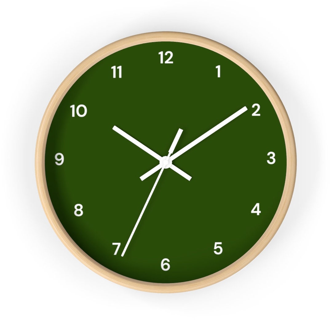 Simple Wall Clock Green, Clock With Numbers, Solid Color, Wall Clock, Wall Clock Modern, Minimal