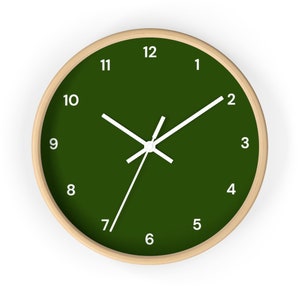 Schlichte Wanduhr - Grün, Uhr mit Zahlen, einfarbig, Wanduhr, Wanduhr Modern, Minimal
