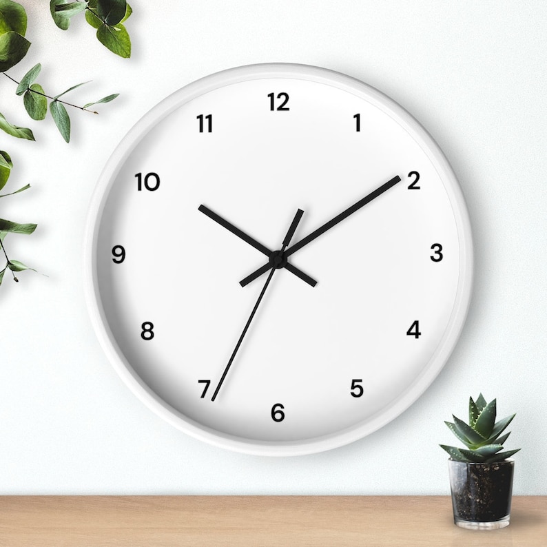Simple Wall Clock White Wall Clock Clock With Numbers Etsy