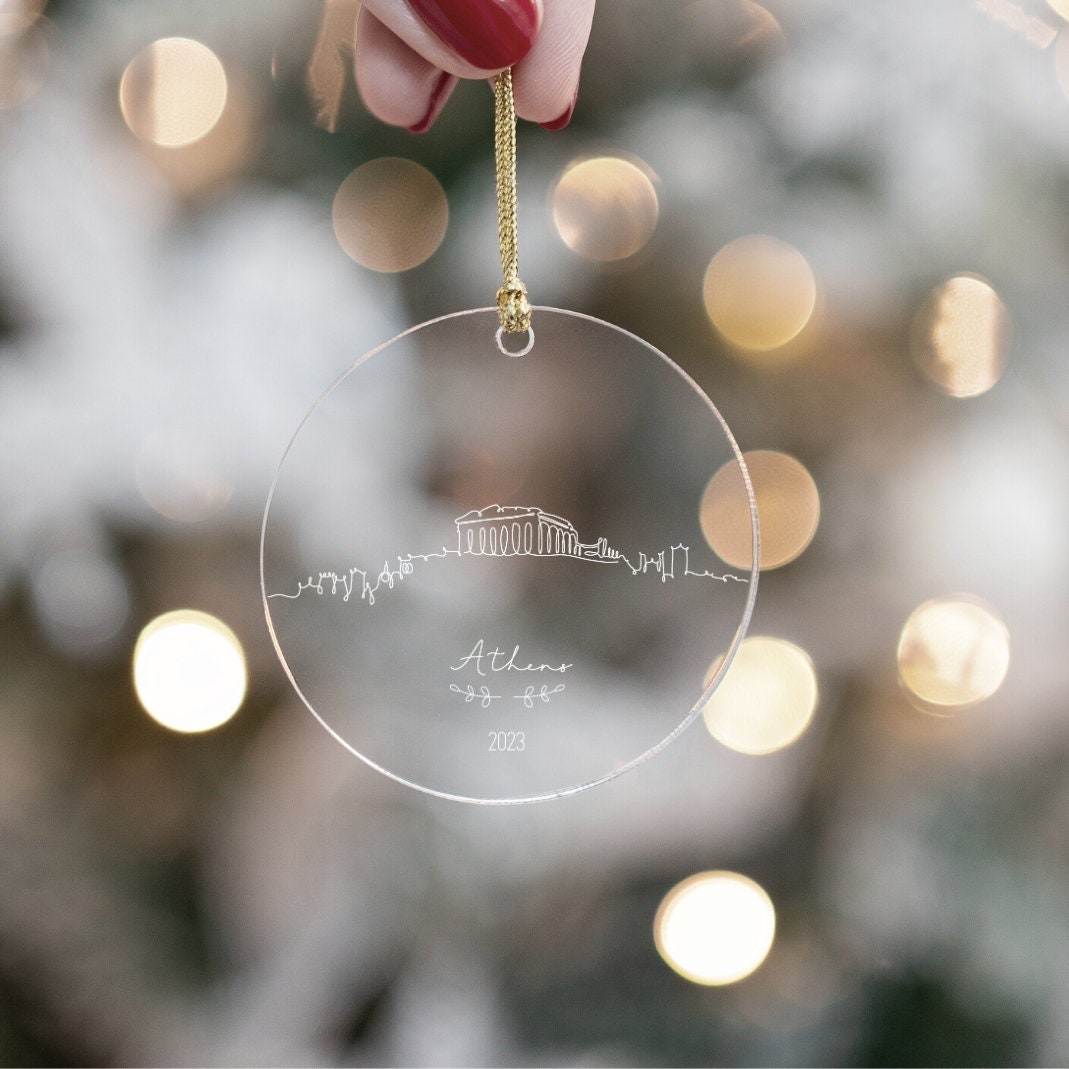 Atene, Ornamento della Grecia, Ornamento di Natale di Atene, Ornamento di fidanzamento di Atene, Partenone, Ornamento personalizzato, Città minima