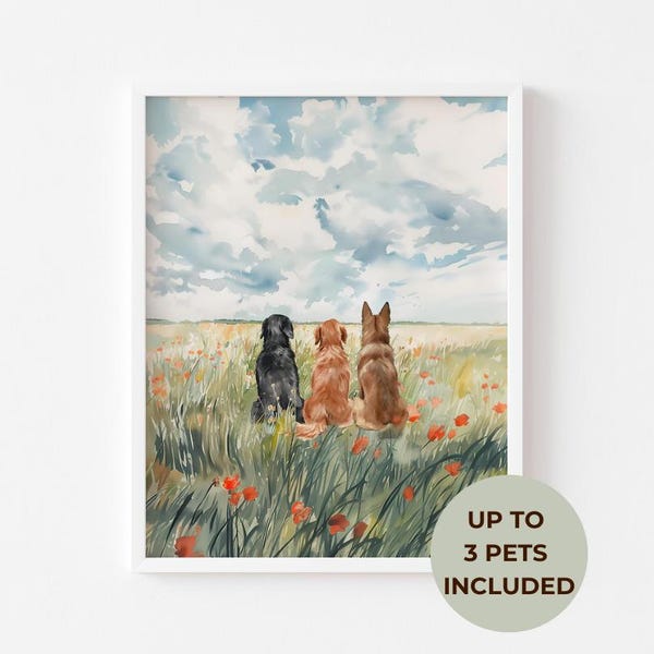 Custom Dog Wall Art Dog in Flower Field Dog Wildflower Wall Art Dog Owner Gift Dog Floral Art Pet Memorial Gift Dog Loss Gift Dog Lover Gift