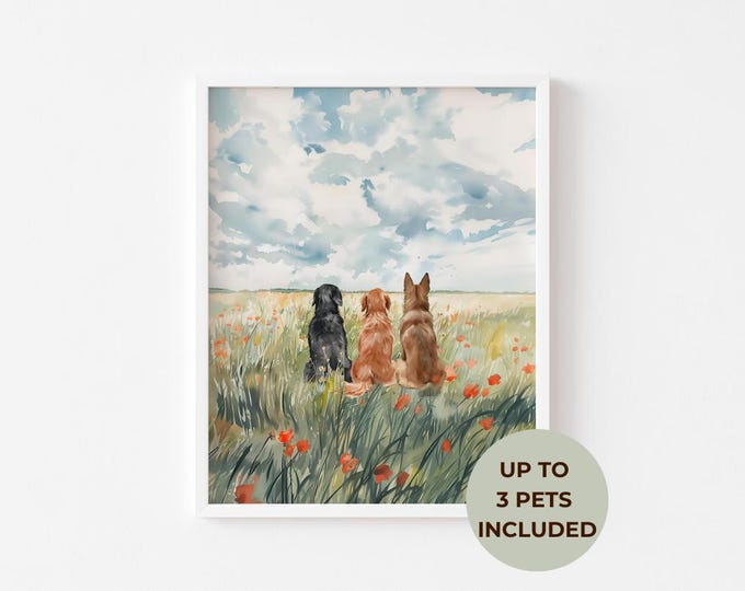 Custom Dog Wall Art Dog in Flower Field Dog Wildflower Wall Art Dog Owner Gift Dog Floral Art Pet Memorial Gift Dog Loss Gift Dog Lover Gift