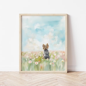 Watercolor Yorkshire Terrier in Flower Field Wall Art Pet Poster Yorkie Wildflower Art Yorkshire Terrier Mom Yorkie Lover Gift Pet Loss Gift
