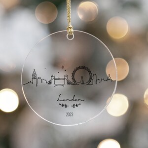 London, England Ornament, London Christmas Ornament, London Engagement Ornament, Personalized Ornament, Minimal City image 2