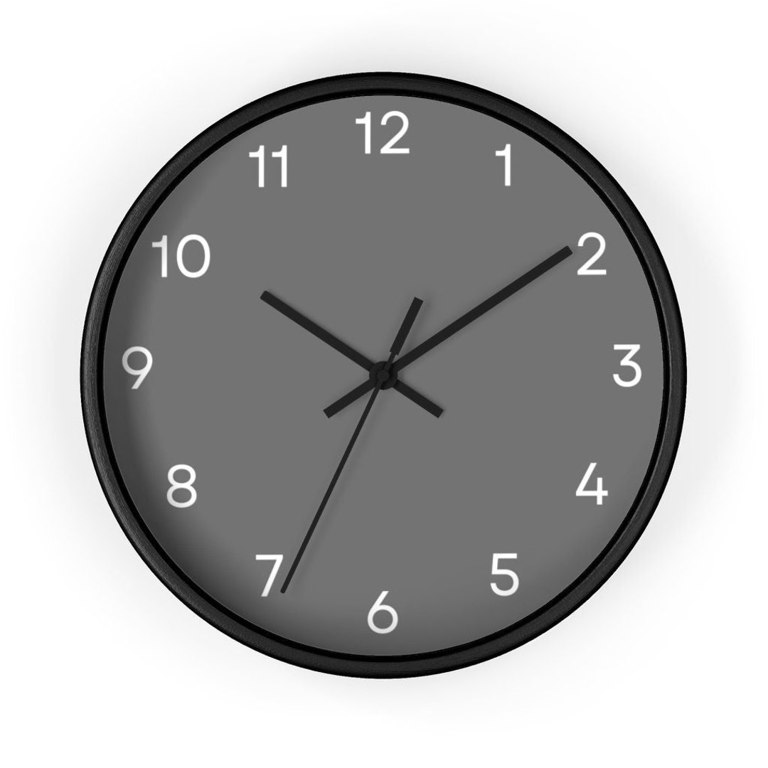 Simple Wall Clock Gray Wall Clock, Clock With Numbers, Solid Color