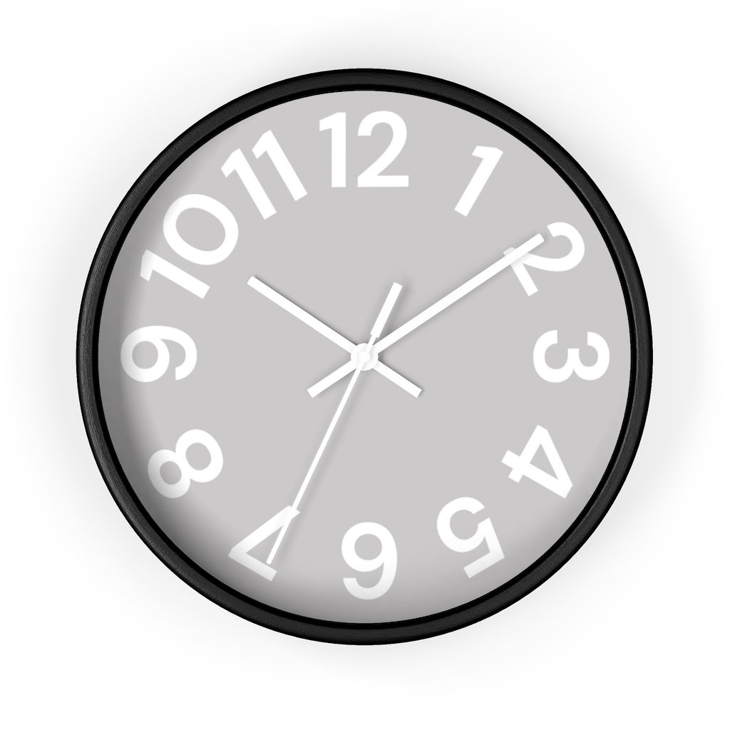 Light Gray Simple Wall Clock, Large Clock Numbers, Clock With Numbers