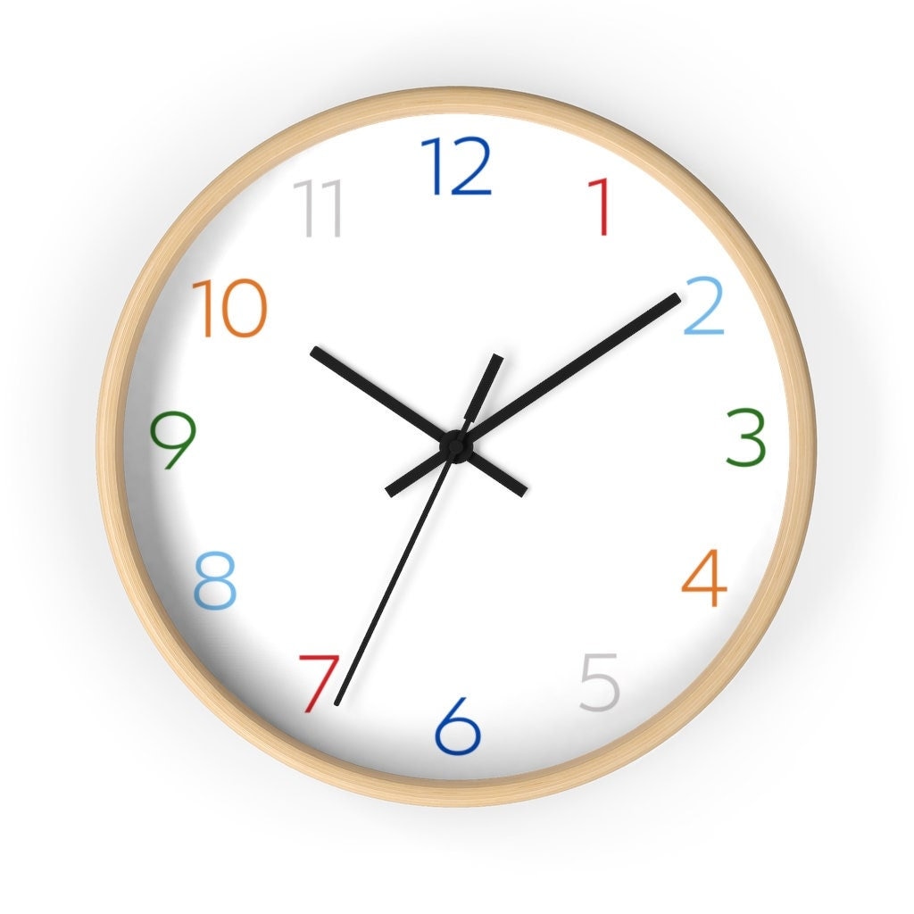 Simple Wall Clock - Colorful Numbers, thin numbers, Shadow Numbers, Candy Color, Wall Clock, Modern Wall Clock, Minimal