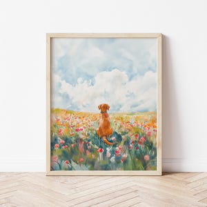 Fox Red Labrador Retriever in Flower Field Dog Wild Flower Wall Art Nature Animal Poster Fox Red Lab Art Lab Mom Gift Dog Memorial Gift