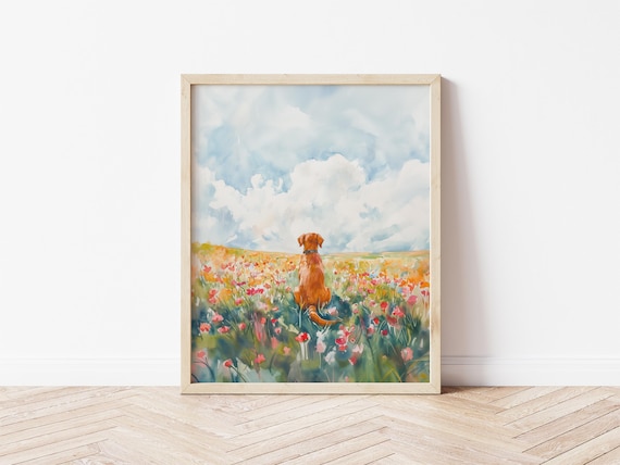 Fox Red Labrador Retriever in Flower Field Dog Wild Flower Wall Art Nature Animal Poster Fox Red Lab Art Lab Mom Gift Dog Memorial Gift