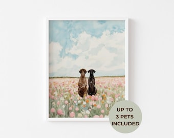 Dog Memorial Gift Personalized Pet Loss Portrait Rainbow Bridge Wall Art