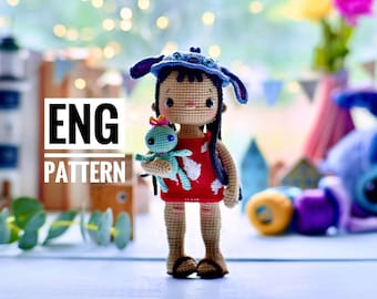 Crochet pattern for doll Lilo, PDF English amigurumi
