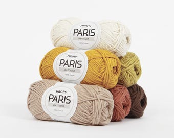 Drops Paris - 100% Natural Cotton Yarn, Soft and Breathable - Crochet, Knitting, Summer, Amigurumi, Home Decor - Oeko-Tex Certified Ball