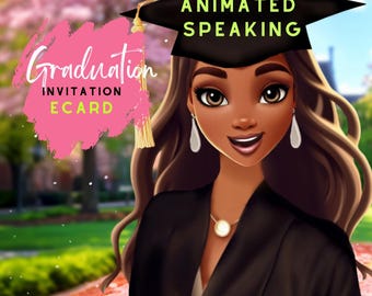 Schwarze Mädchen Magische Einladung Ecard: Animierte sprechende Diamant graduierte Einladung (Digitaler Download)