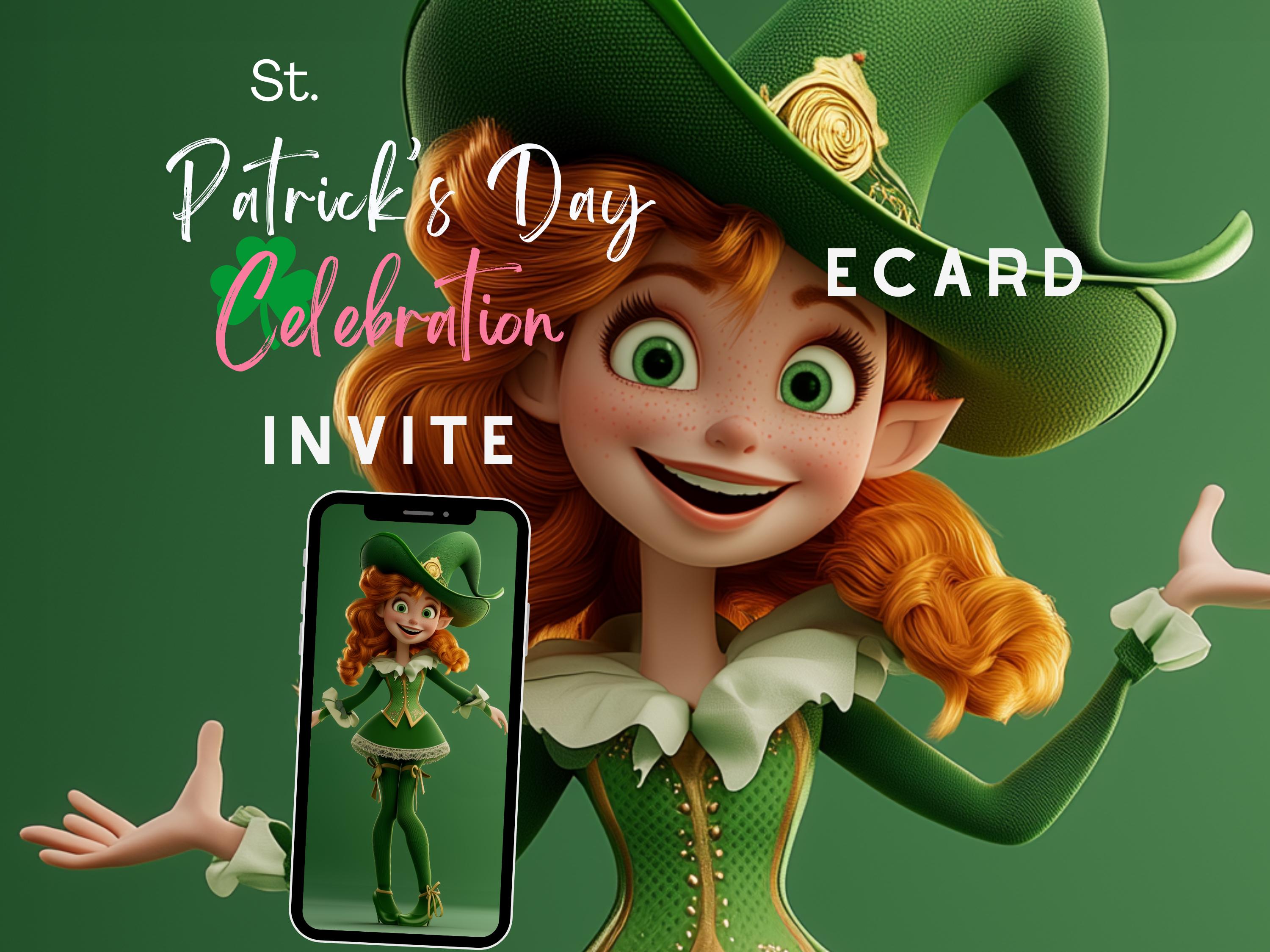 Animierte Ecard Einladung zum St. Patrick's Day: Kobold Design (Digitaler Download)