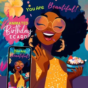 Black Girl Magic Birthday E-Card • Animated Customizable Greeting (Digital Download) Gurlie IC