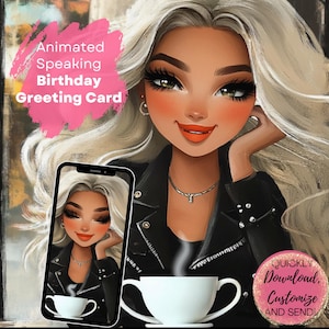 Woman Birthday ECard Greeting Card Video, Digital Boss Girl Magic Happy Birthday Animated Video With Music Speaking  Bobbi BDay