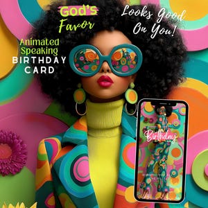 Black Woman Magic Birthday Card • Animated Talking E-Card (Digital Download) Anastasia