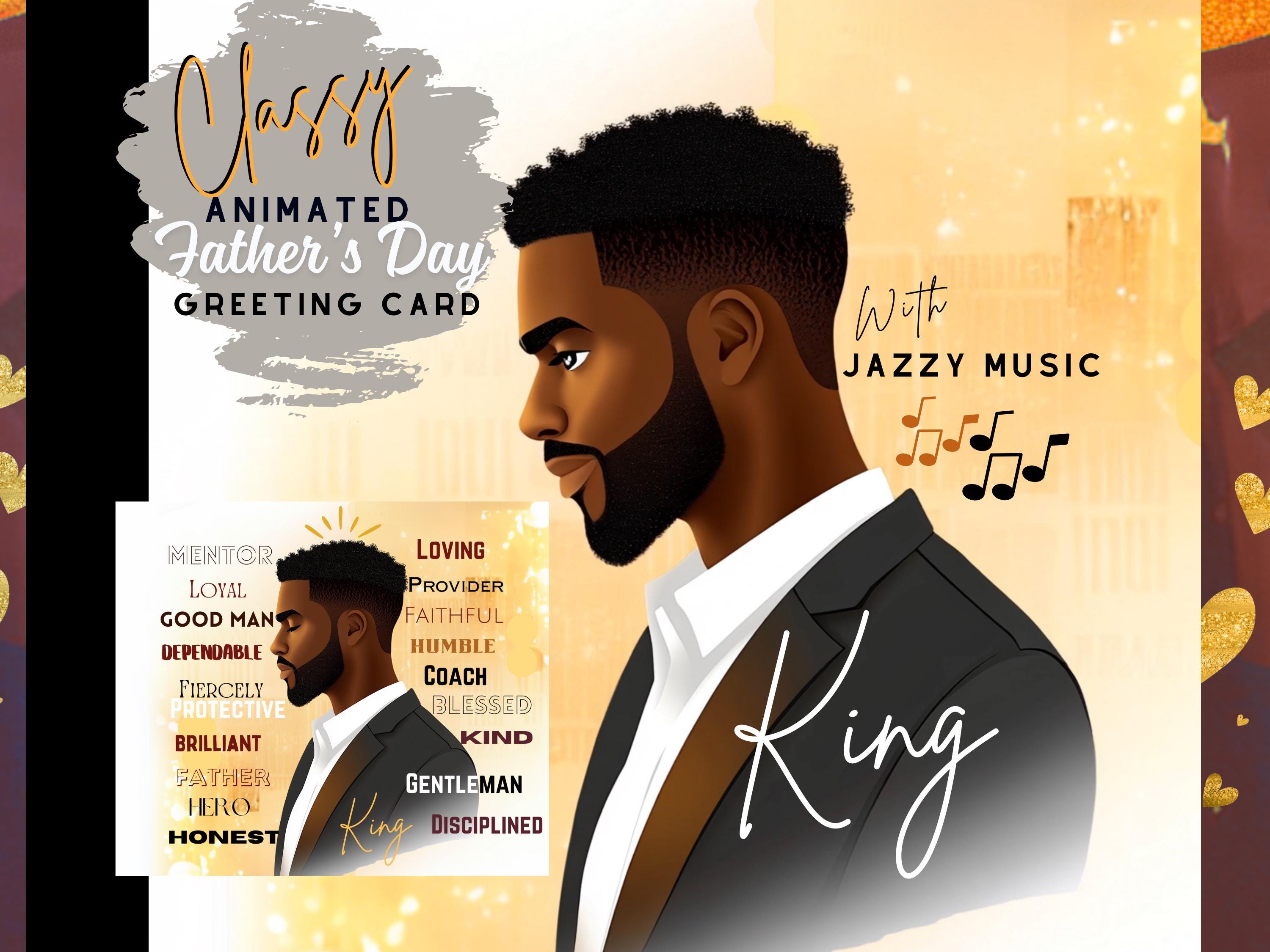 Black Father's Day Card: Animated Customizable Digital Gift Ecard
