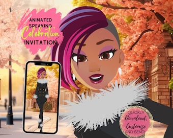 Black Girl Magic Geburtstagsparty Animierte Einladung: Digitale Ecard