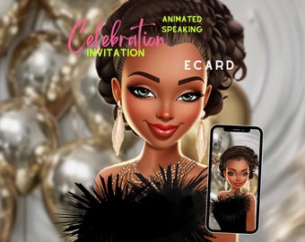 Black Girl Magic Geburtstagsparty Animierte Einladung (Digitaler Download