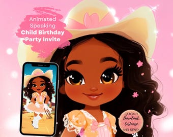 Black Girl Magic Geburtstagsparty animierte Einladung: Cowgirl-Thema (Digitaler Download))