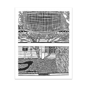 Views From Outside My Windows, Part 6 -- Linocut Print