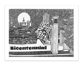Bicentennial Capitol Mall State Park -- Nashville Parks Linocut Print